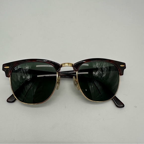 Ray-Ban Clubmaster Tortoiseshell Gold Frame Sunglasses Green Lenses - Picture 4 of 14